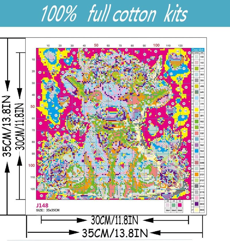 TaeYsck Valentine's Day Stamped Cross Stitch Kits for Adults Beginners, Cow Flowers Easy DIY Counted Cross Stitch Kit Printed Patterns Dimensions Needlepoint Art Crafts Embroidery Kits for Home Wall Decor - Image 2